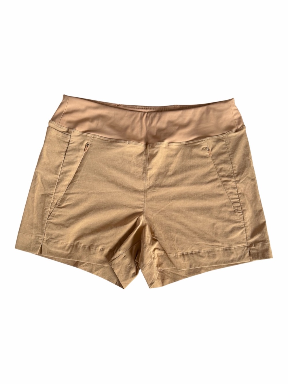 CRZ YOGA Women's High-Waist Athletic Shorts in Light Tan and Nude